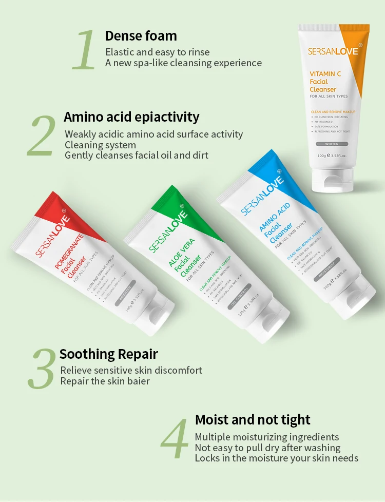 SERSANLOVE Hot Sale Acne Foaming Wash Deep Cleaning Shrink Pores Anti Acne Facial Cleanser For Oily Skin