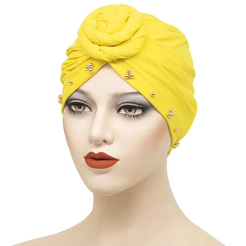 Fashion Multifunction Silk Bonnet Satin Hat Donut Plate Flower Hat Muslim Milk Silk Turban Indian Adult Hat Women Hair Towel