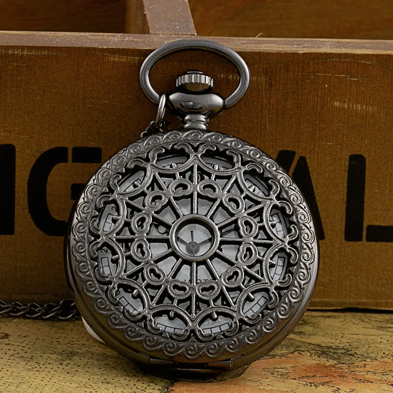 Wholesale custom high quality luxury Retro classic engraved vintage skeleton old quartz metal gold alloy pocket watch for sale