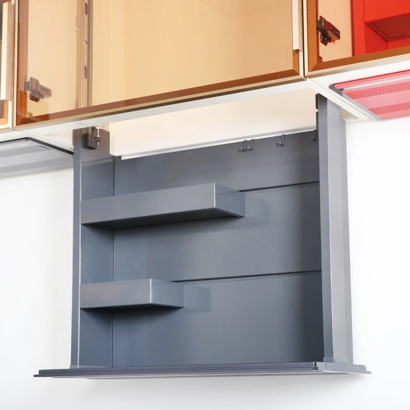 Custom Home Kitchen Electric Lift Wall Cabinet Pull Basket Kitchen Cabinet Organizer Stainless Steel Storage Rack Wholesale