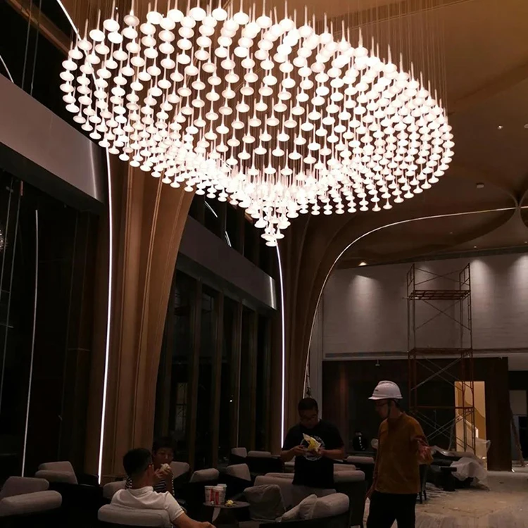 AMJ Nordic Style Big Hotel Hanging Large Living Room Wedding Long Led Modern Ceiling Luxury Chandelier