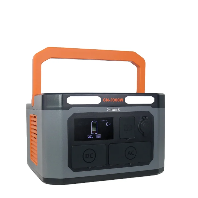 Guvenlik new release OEM AC outlet 2000w rugged meatal shell solar rechargeable outdoor charging portable power station