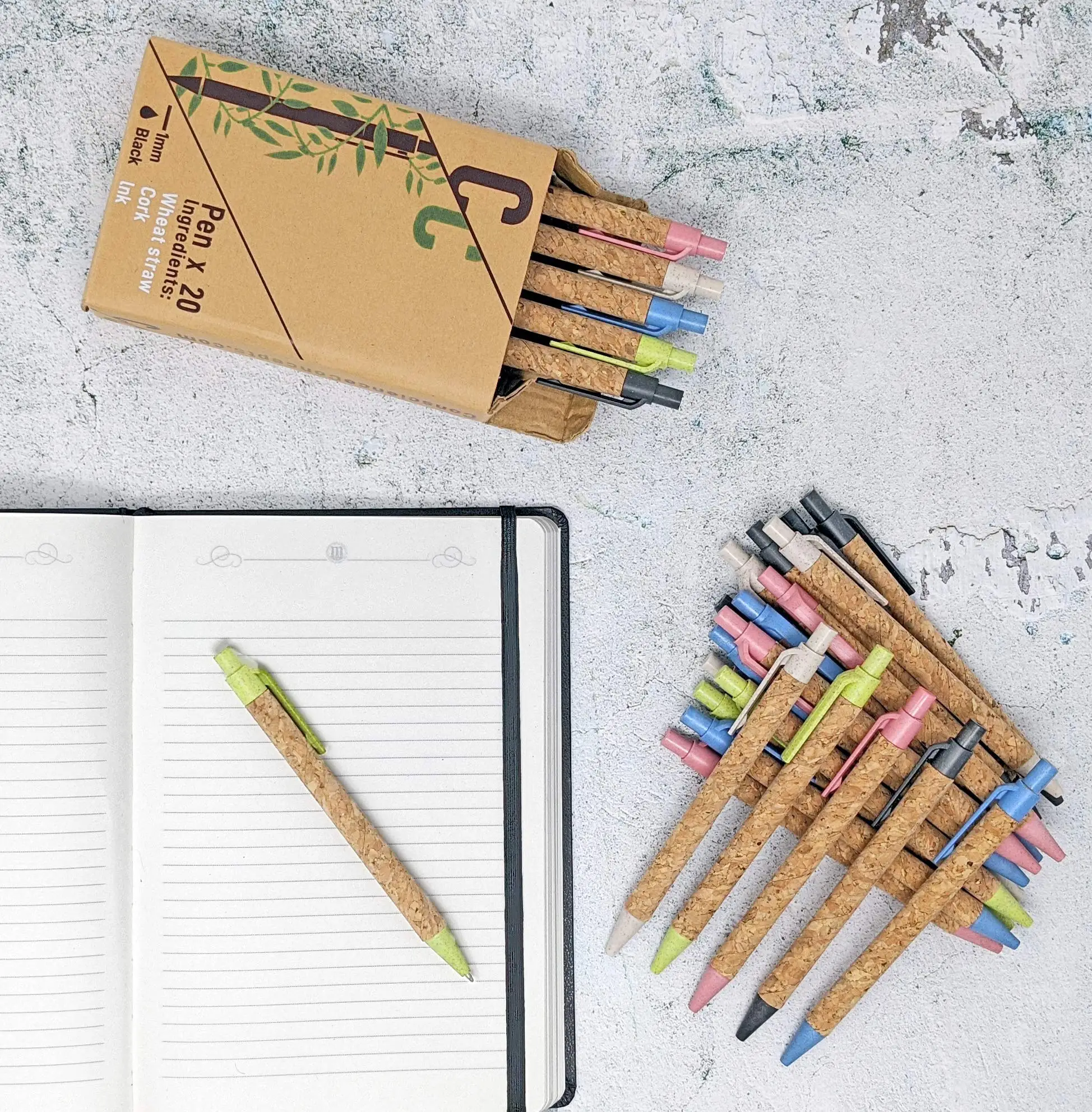 Click Cork Ball Pens Environmental Protection Recycle Material New Ball Pen Eco Friendly