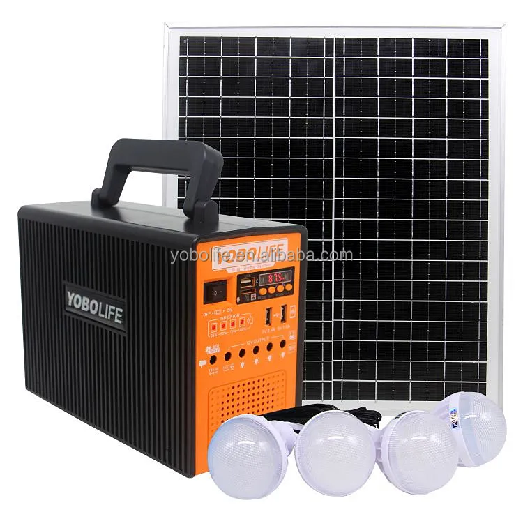 LM-9018 Portable Solar Power Station System 12V 80Wh Lithium Battery Solar Energy System With FM Radio & MP3 Led Bulb For Home