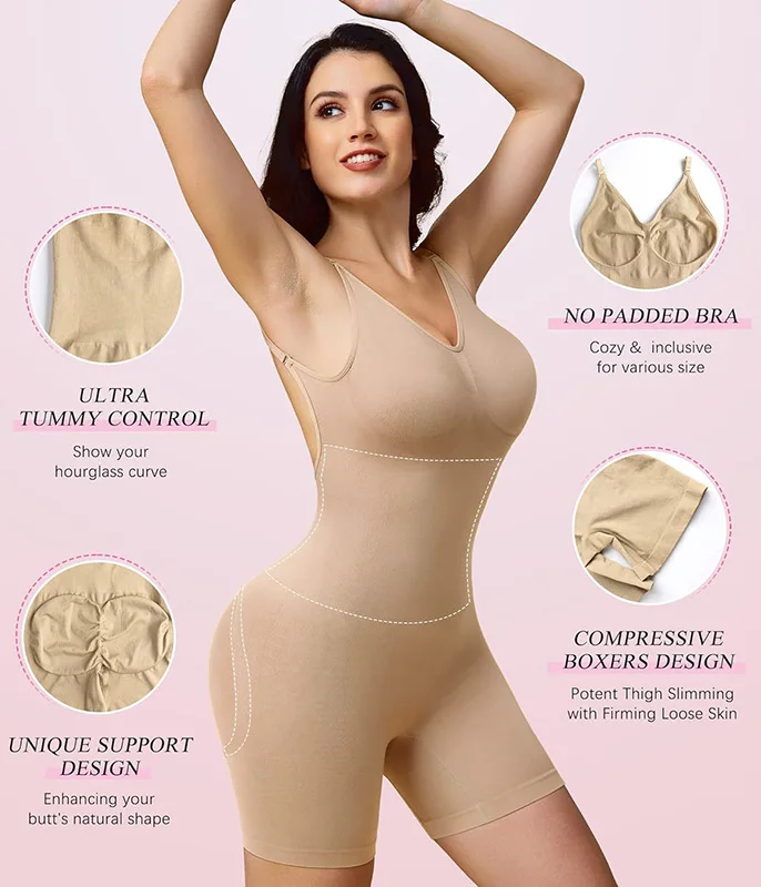 Seamless Low Back Bodysuit Shapewear Full Body Compression Butt lifting and Tummy Snatching Bodysuit Sexy Jumpsuit