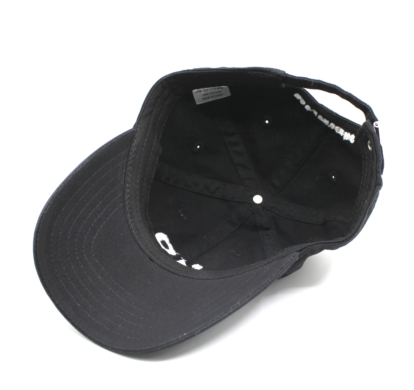 white/black 100% Cotton Twill Six  panel unstructured Baseball Cap with embroidery logo outer door running golf  sports caps