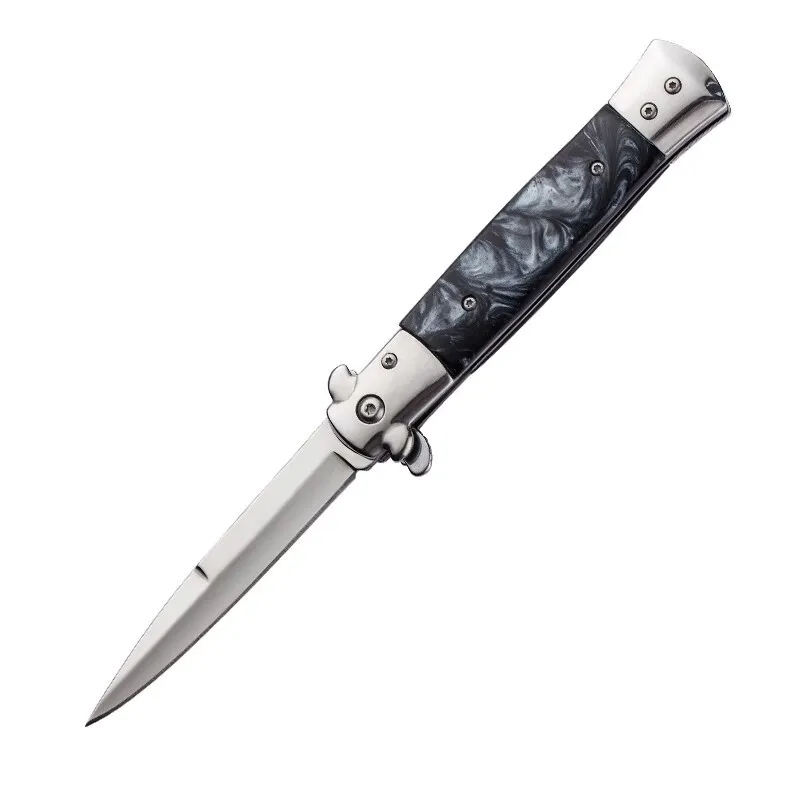 Folding Knife Support Small Batch Custom logos Mirror Surface 9 Inch 440C Acrylic Wooden Handle Folding knife