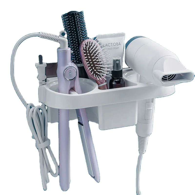 Best selling bathroom wall mounted plastic hair dryer rack hair straightener holder hairdressing tool organizer