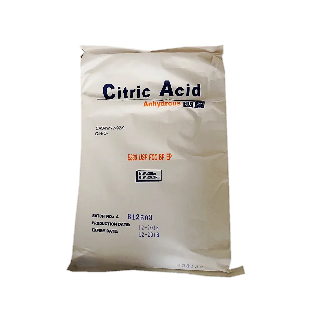 Food Grade Citric Acid Monohydrate Anhydrous Food Additives Powder China Plant 25Kg Bag Manufacturer Price Citric Acid