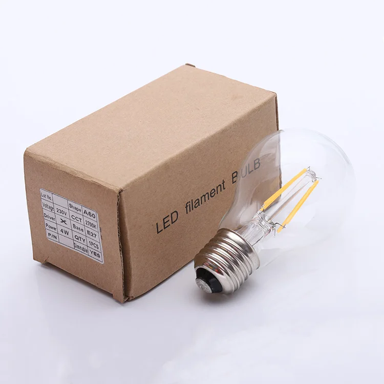 Глобус лампа янтарный цвет 4 Вт A60 затемненная Светодиодная лампа накаливания для наружной вечеринки и украшения сада