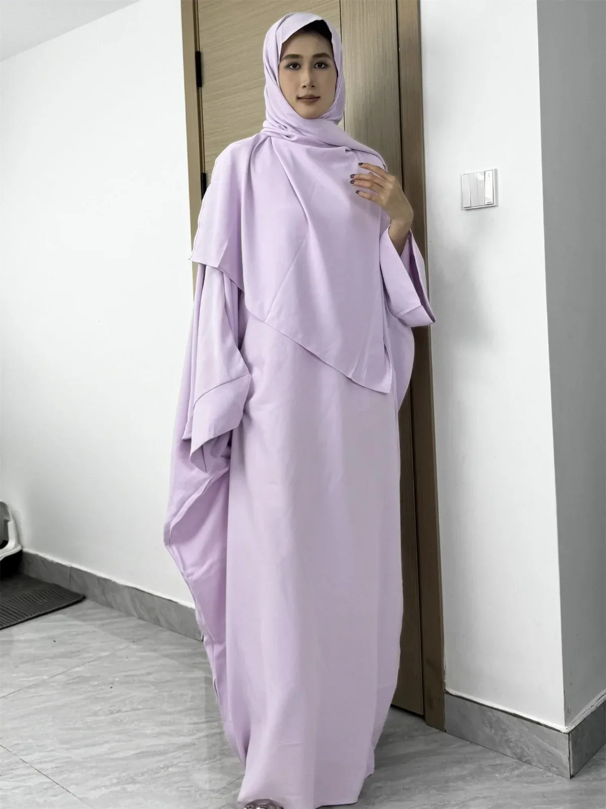 Women Jilbabs Islamic Clothing Dubai Robe Turkish Muslim Abayas With Hijab Two Pieces Modest Prayer Ethnic Dresses Loose Kaftans
