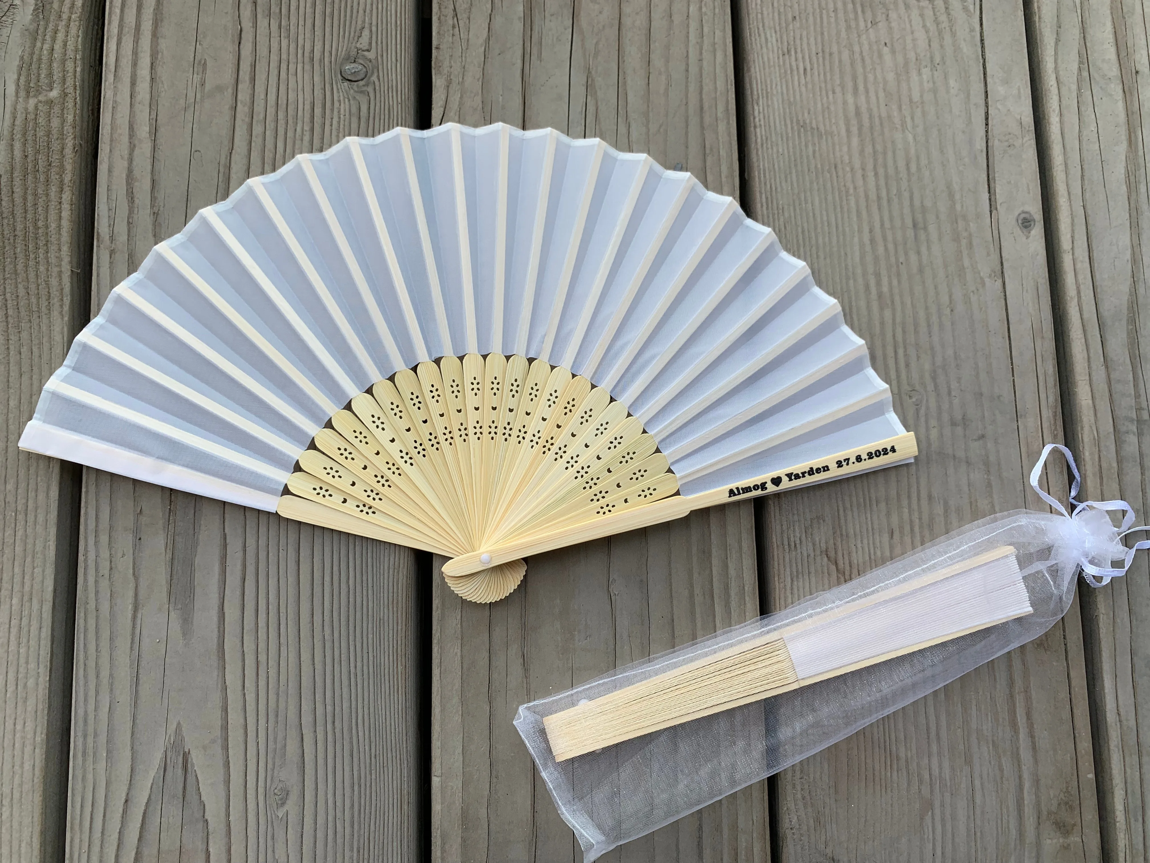Wedding Fan Logo Personalized Custom Bamboo Folded For the Event