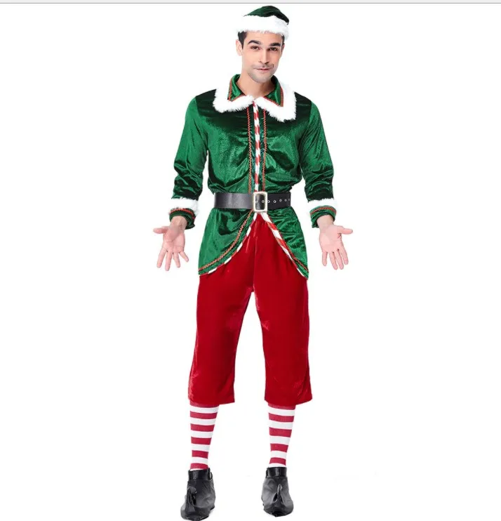 Мужской карнавальный маскарадный Рождественский костюм Санта-Клауса костюм для косплея утолщенные мужские праздничные костюмы эльфов для выступлений