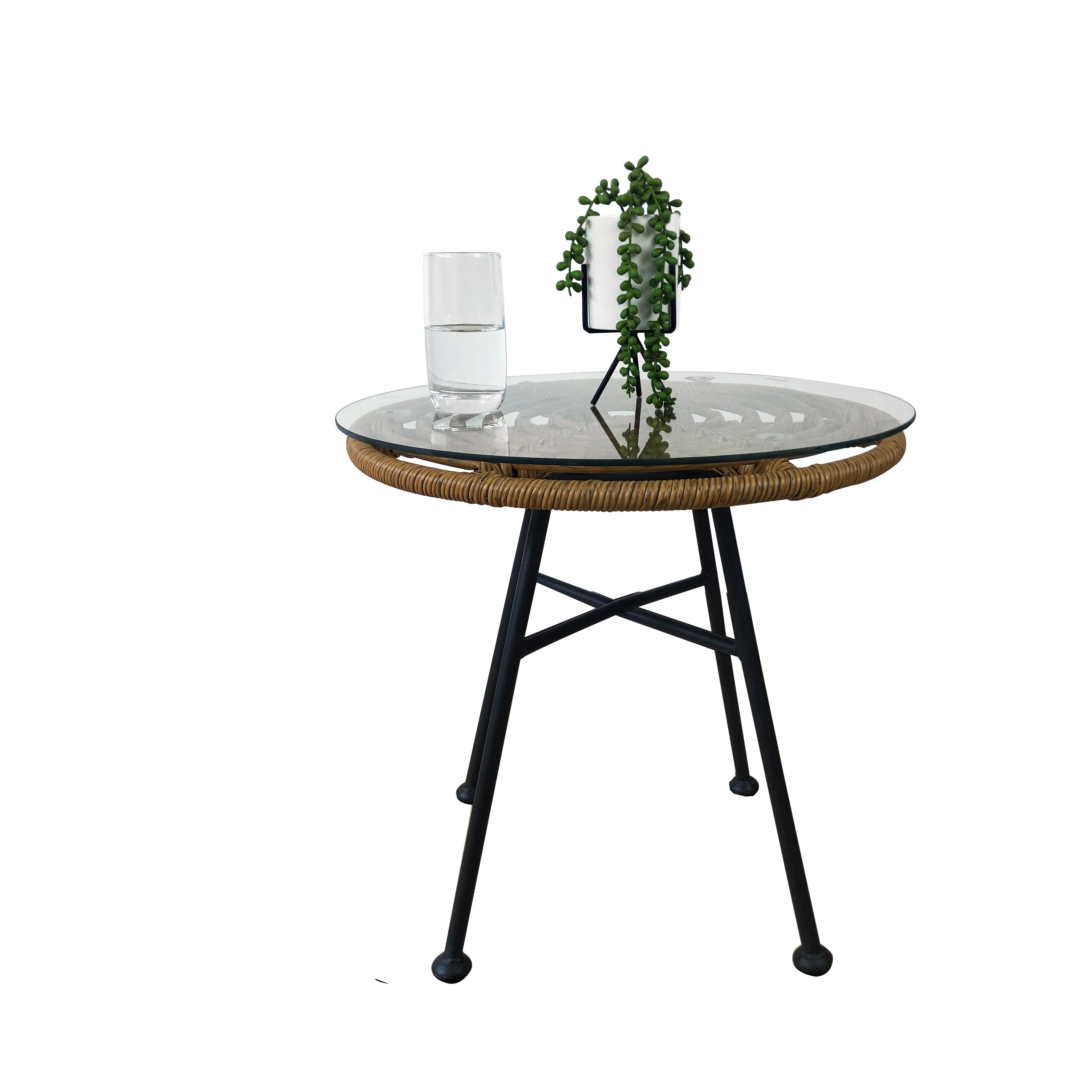 
2 pieces chairs and coffee table Leisure French Country Patio Wicker Dining Chair set 