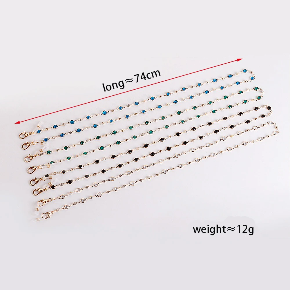 MELLON Colours crystal masking hanging chain glasses chain anti-lost glasses rope silicone anti-skid ring masking chain