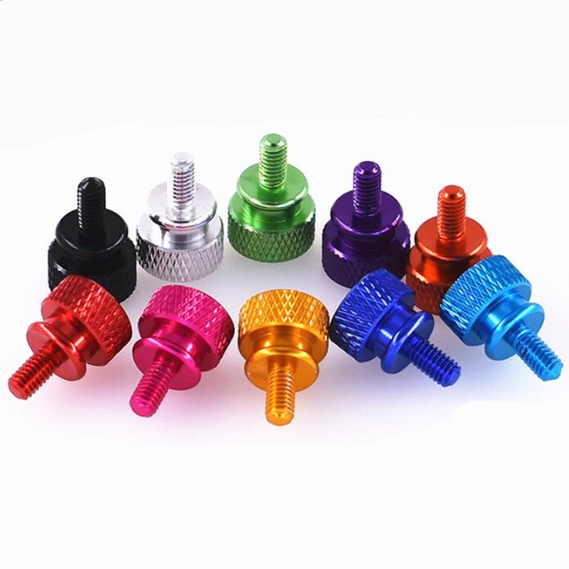 High precision Aluminum stainless steel brass knurled screw round knurled head anodized aluminum thumb screw PC screws