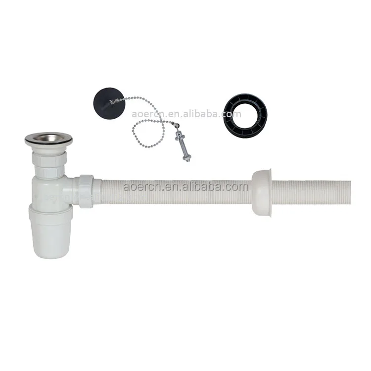Bathroom Sink Shower Waste Pipe Drainage Plastic Basin Hose Stainless Steel Sink Pipe Bath Waste Sink Fitting Bottle Trap