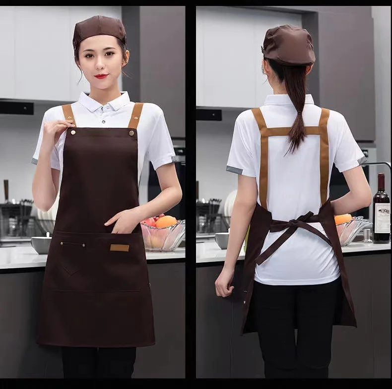 Custom Apron High Quality Pinafore Green Chef Apron Customized Restaurant Logo Waterproof Apron