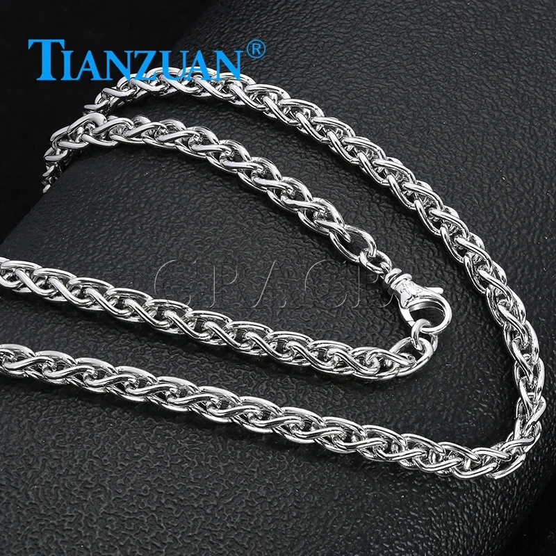 Necklace simple 5mm width Flower basket chain keel chain weave 925 Silver Sterling  Trendy men women Hip Hop Link Chain jewelry