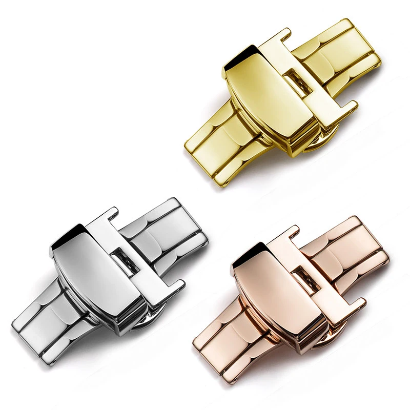 Factory Wholesale Watch Buckle Butterfly Deployment Clasp12Mm 14Mm 16Mm 18Mm 20Mm 22Mm316L Stainless Steel Watch band Clasp