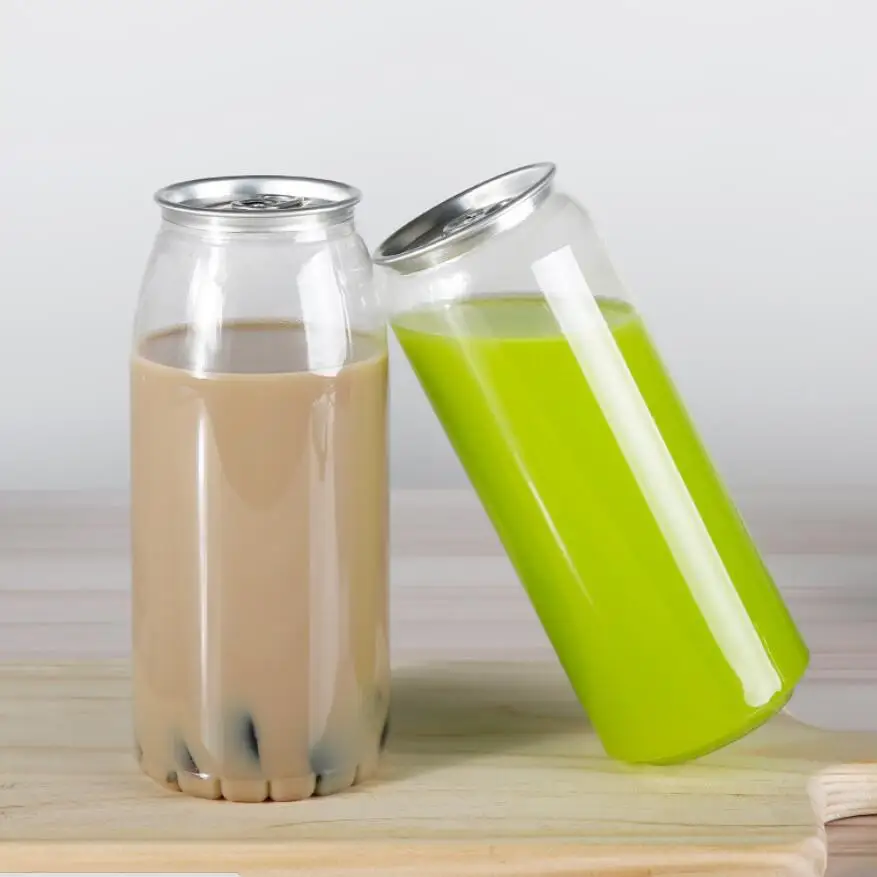 
Food Grade 8oz 16oz plastic bottles PET cans with lid for beverage 