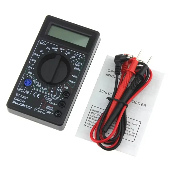 LCD Digital Mini Handheld Multimeter Voltmeter Ammeter AC/DC 750/1000V Ohm Tester Meter Probe