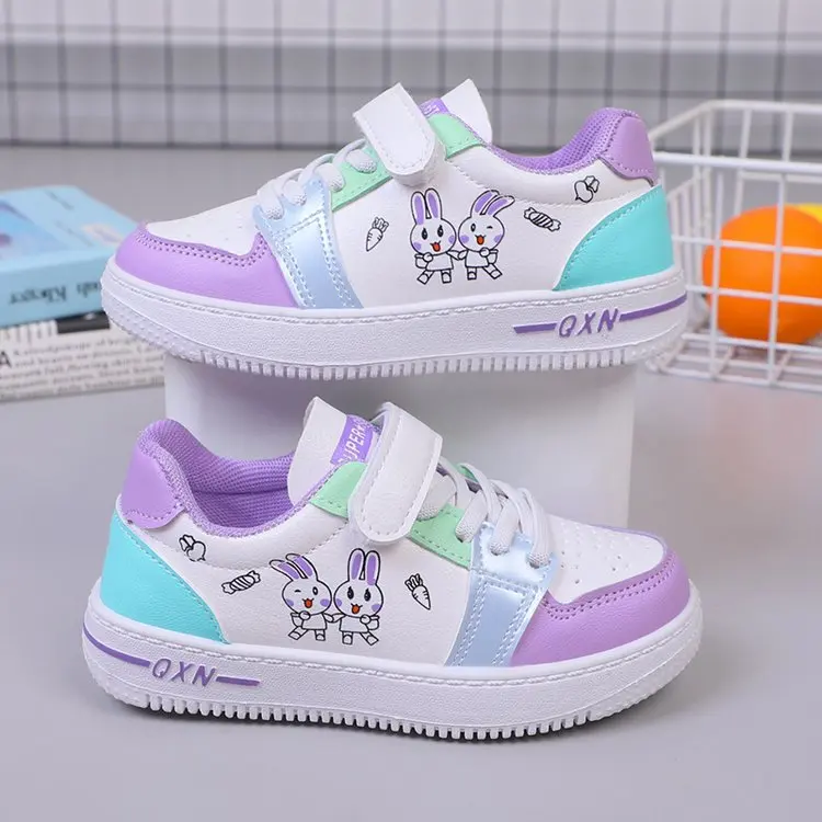 2024 new design kids china shoes Casual New Girl Cartoon Cute Single Shoes School Little White Shoes for Girls
