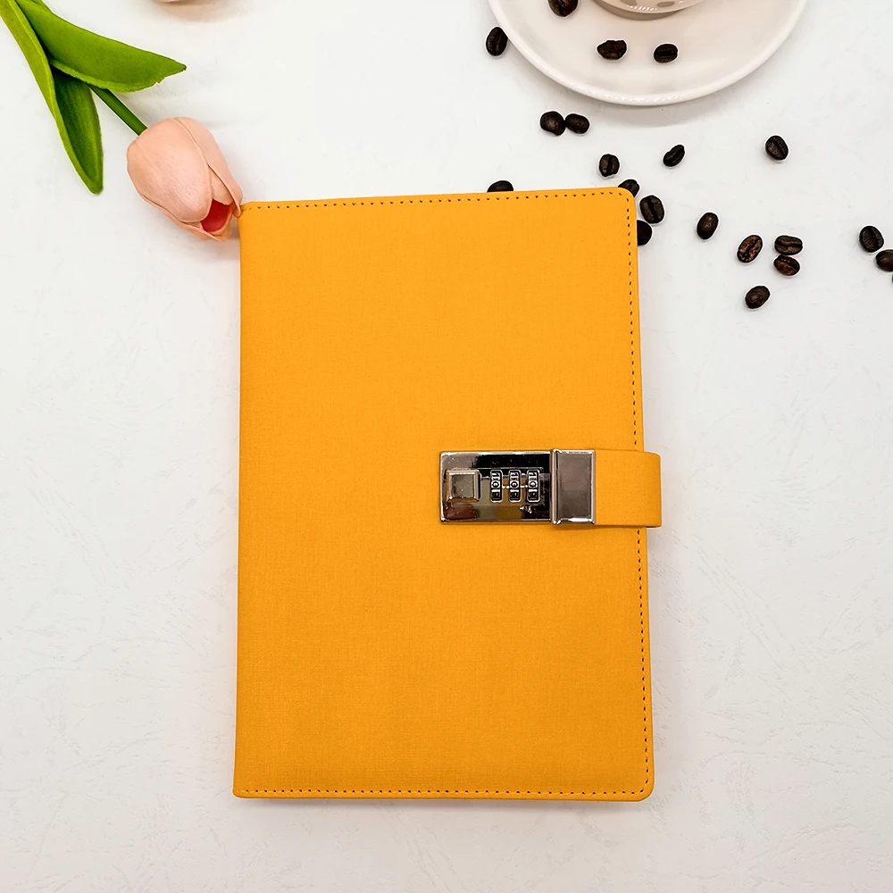 2023 Coded Lock Dairy Hardcover Notebook Customize Planner Agenda a5 Leather Notebook Custom