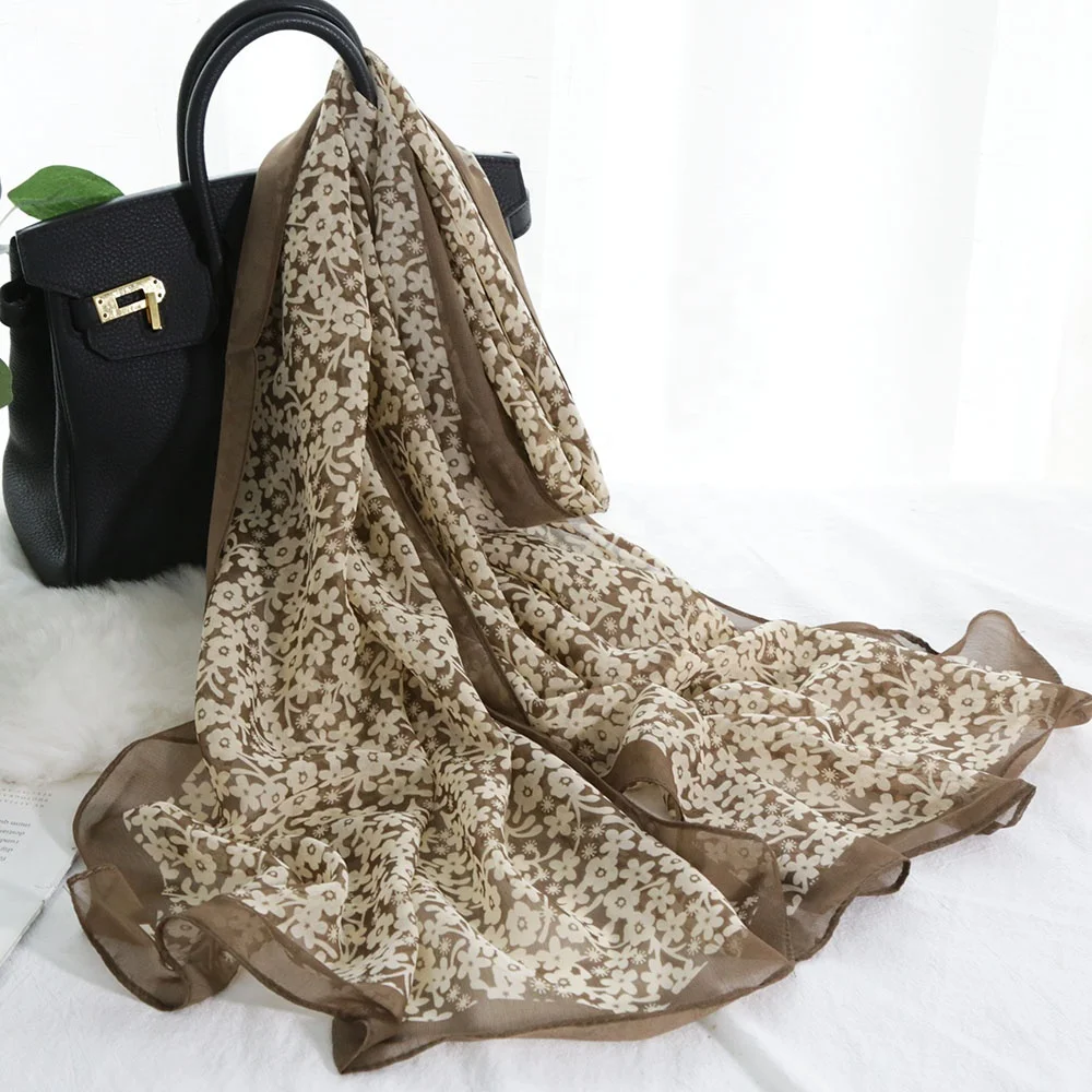 Professional Manufacturer hot sale floral custom print scarf woman silk chiffon scarf