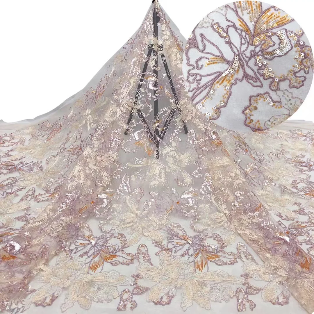 Suppliers embroidery sequins for wedding lace fabrics