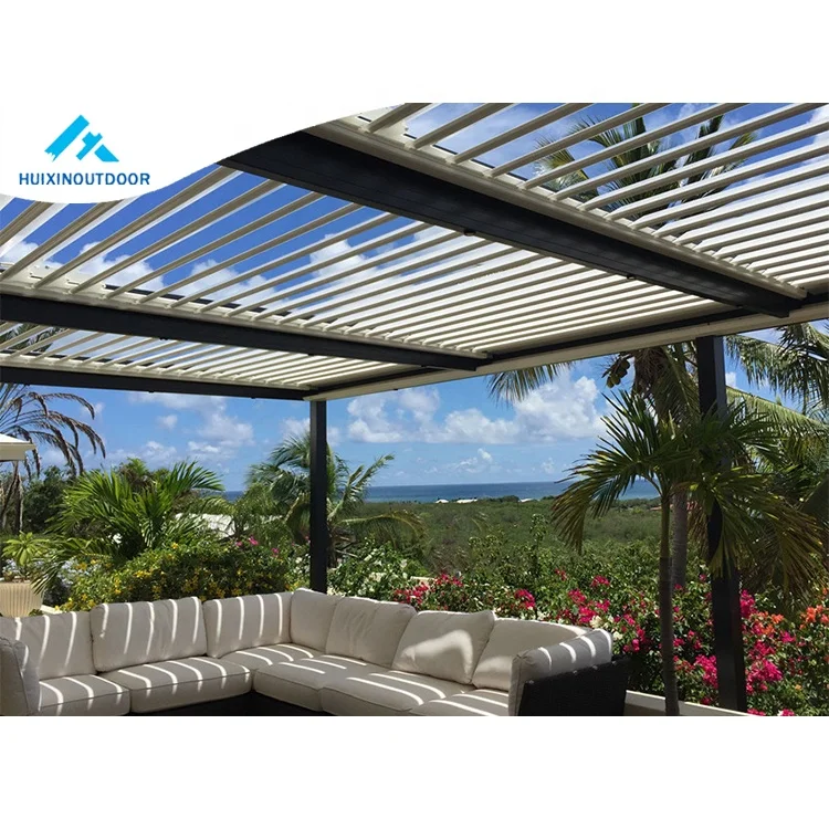 Aluminum Outdoor Gazebo Hardtop Retractable Louvered Bracket Pergola Aluminium Bioclimatic Pergola Motorized Aluminium 10 Year