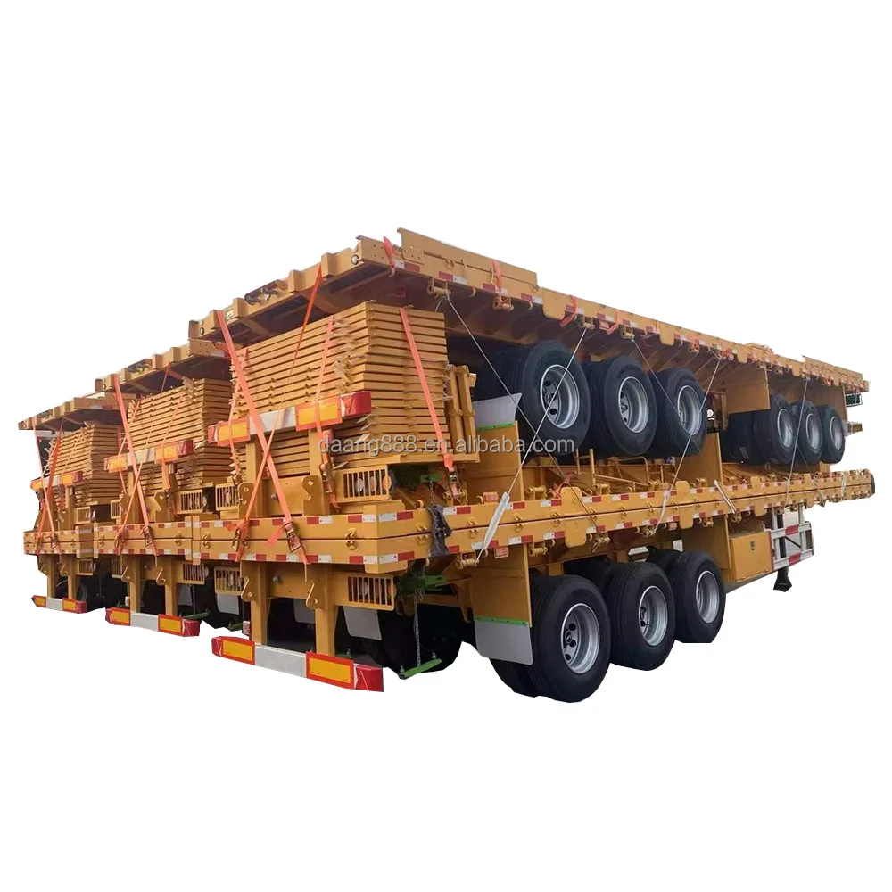 3 Axles 20ft 40ft Container Flat Bed Flatbed Semi Trailers