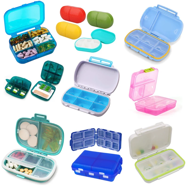 Plastic portable electronic one 7 day pill case 6 compartments pill dispenser weekly pocket pill box water proof