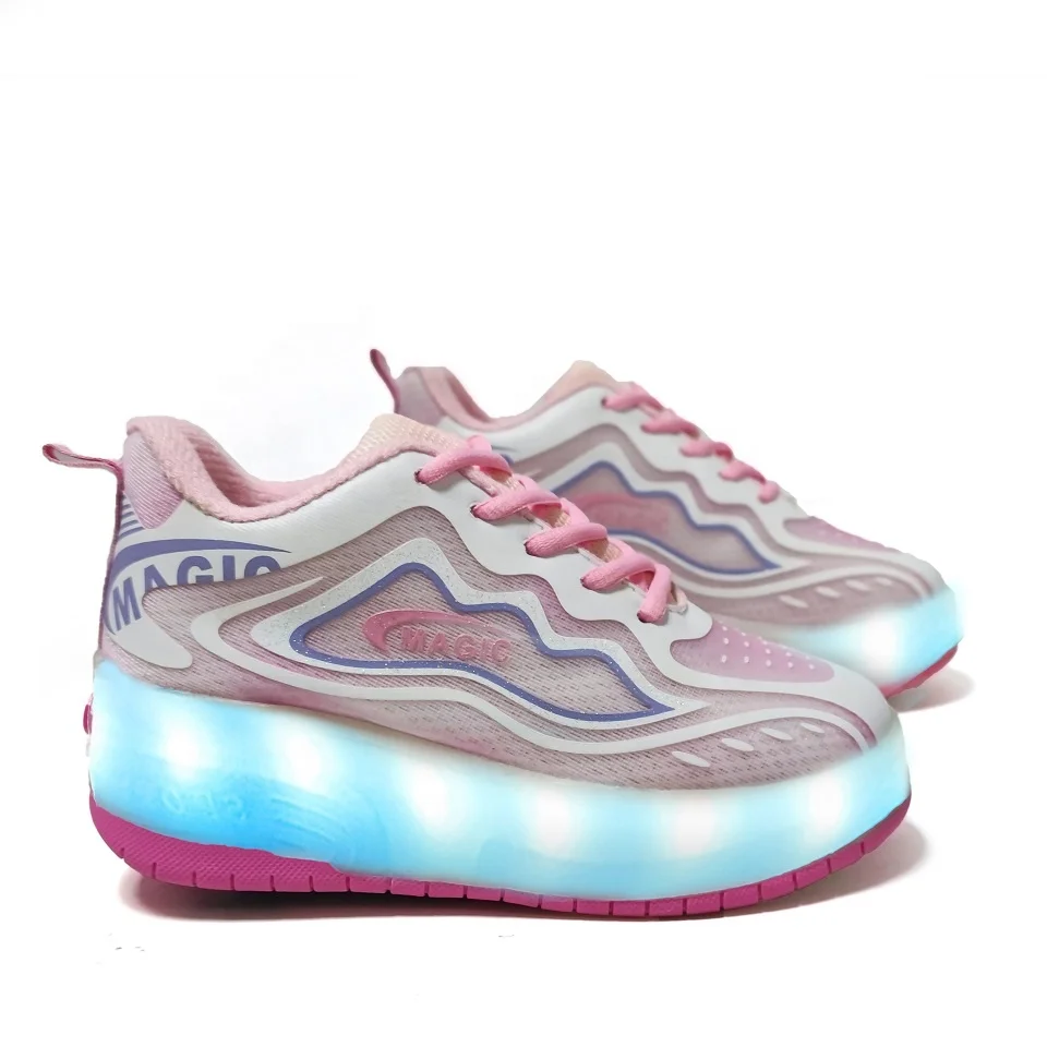 Kids Light Up Roller Skates Sneaker Flashing Wheels Walking Shoes for Boys Girls
