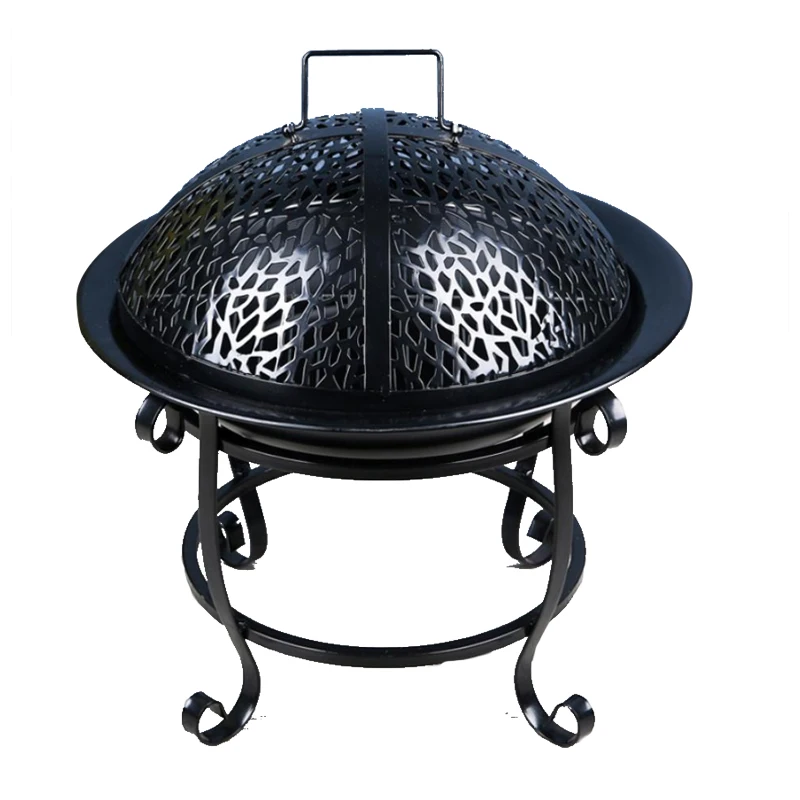 
Metal Firepit Square Table Garden Wood Burning Fire Pit with Spark Screen Outdoor Fire pit 