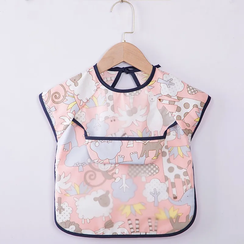 Wholesale Sleeveless Feeding Bib Comfortable Soft Washable Cartoon Baby apron 95%cotton+waterproof film