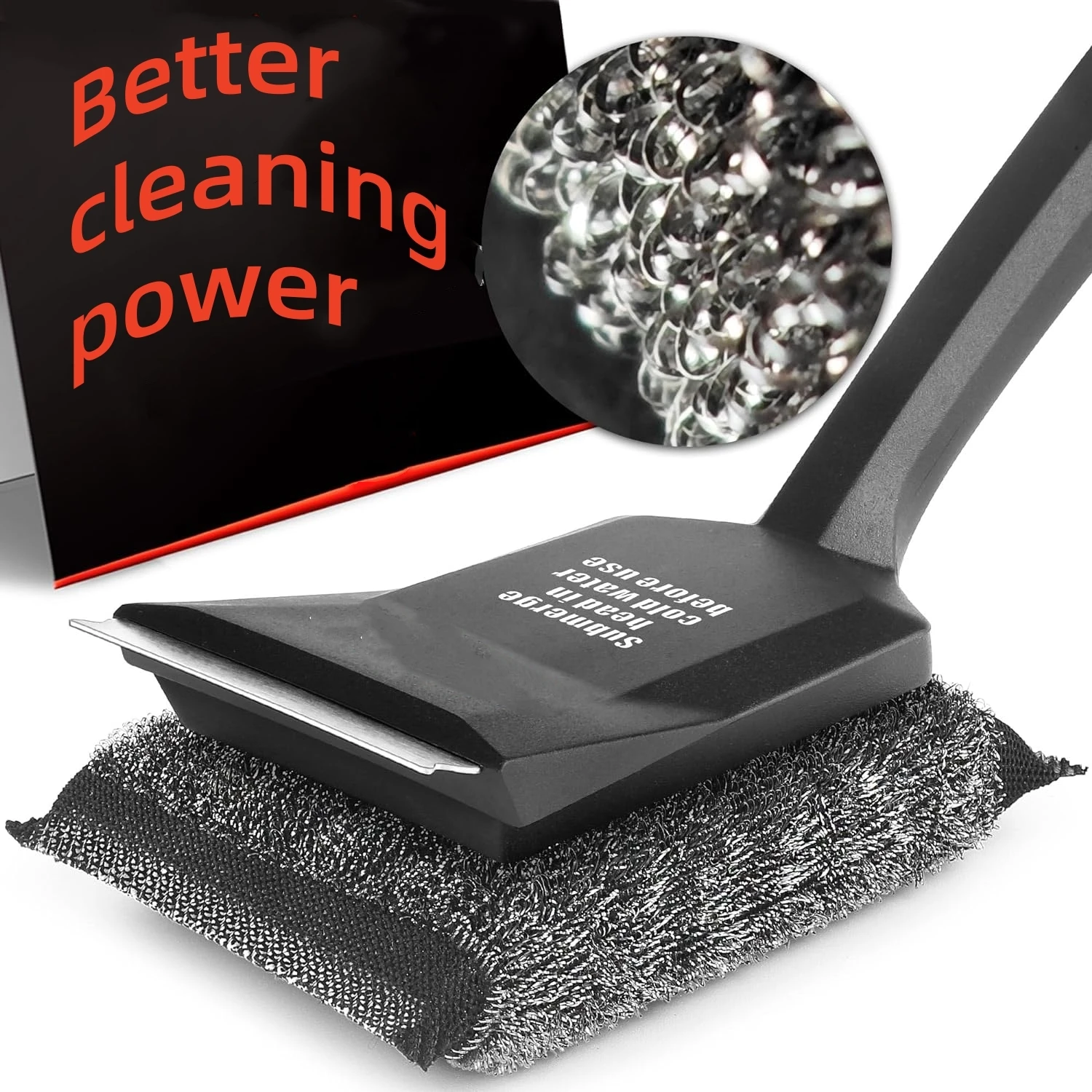 Grill Brush Bristle Free Cleaner Brush for Cast Iron and Stainless Steel Grates BBQ  Brush for Outdoor