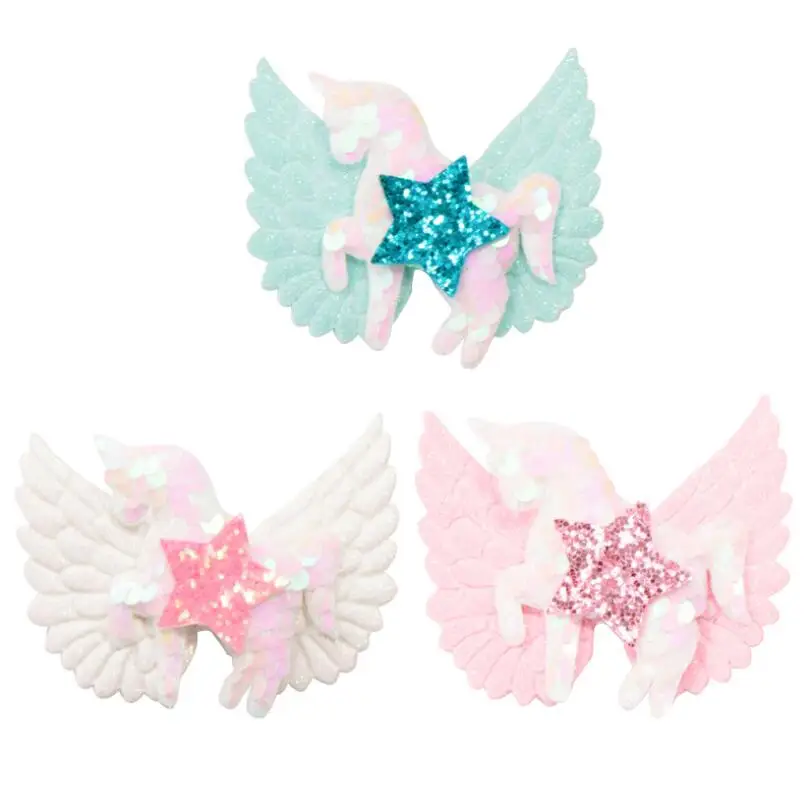 2021 Newest Design INS Hot Unicorn Hair Bow Clip for Girls Glitter Hair Clip Cheap Hair Pin Wholesale Hairgrip