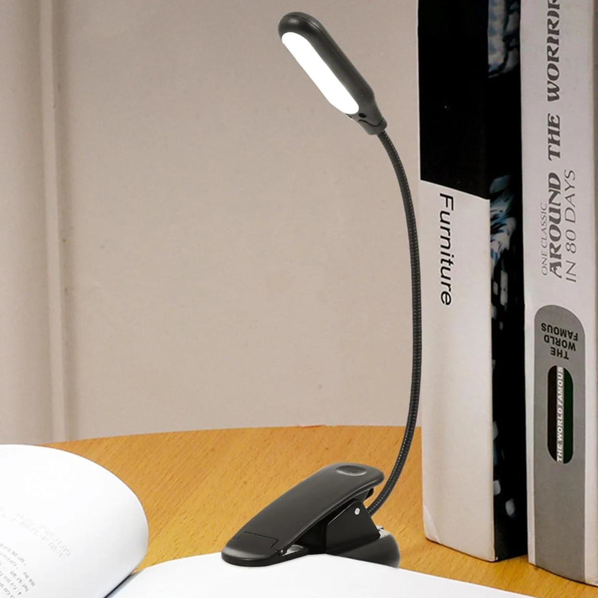 Mini Single-head LED Book Light Folding White Black Reading Button Battery Portable Bedroom Use Desk Clip