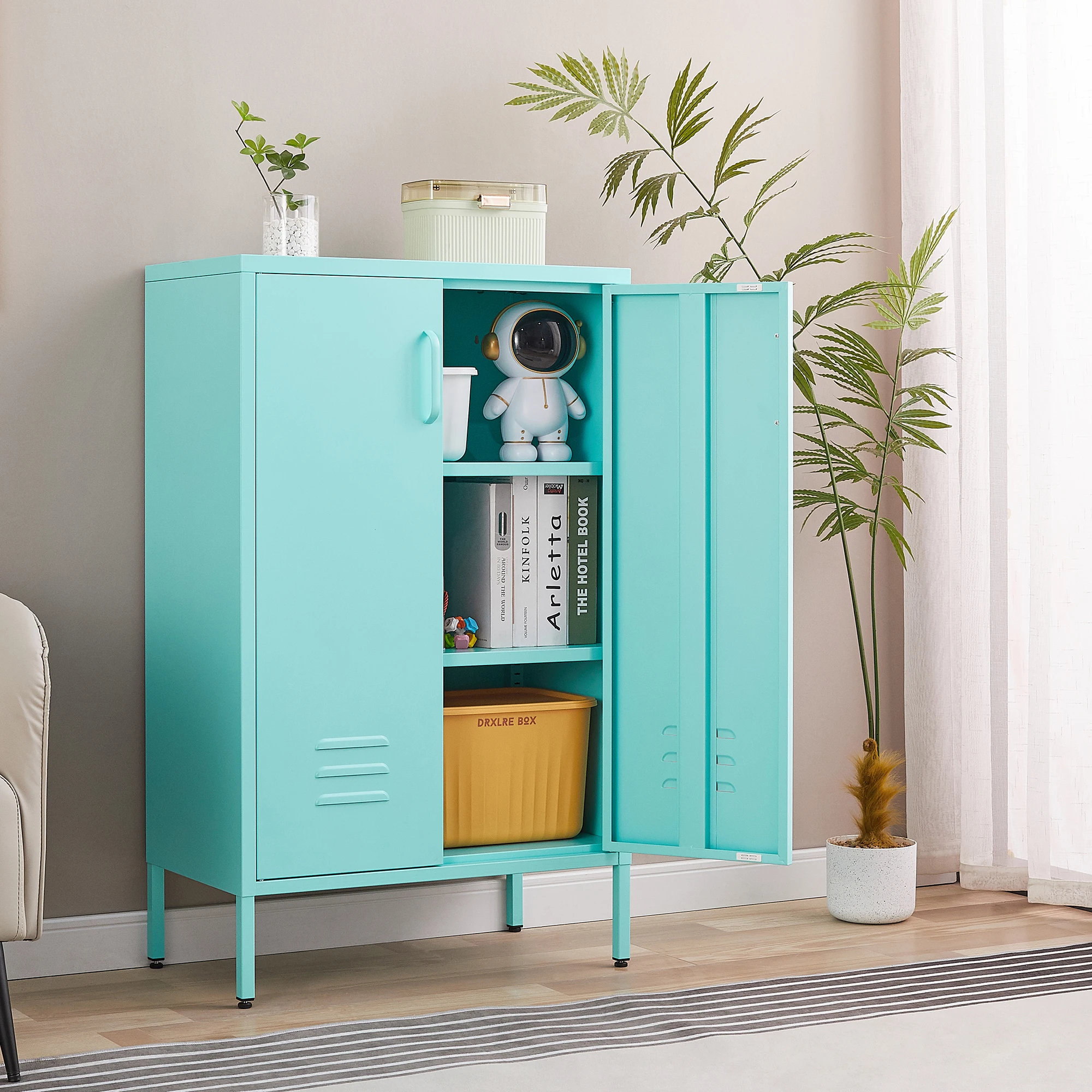 Nordic modern living room 2 door cupboard dining room steel sideboard durable metal storage cabinet