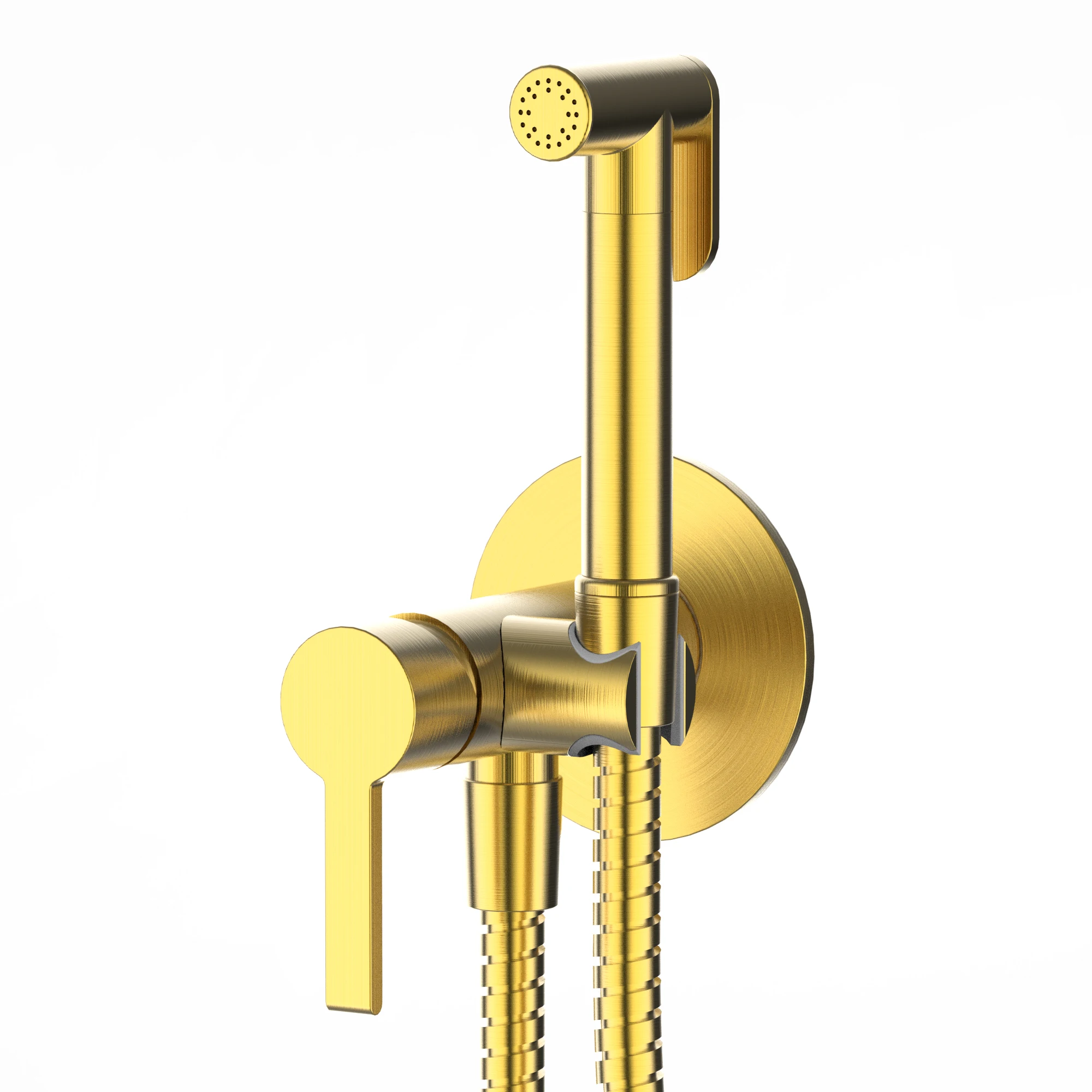 Wall Mounted Concealed douche Brushed Rose Gold Woman toilet Bidet hot and cold water Faucet Set