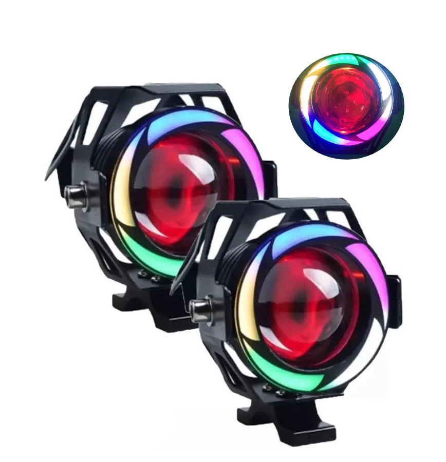 Universal U7 Waterproof 12V Angel Eye Fog Light Motorcycle High Low Strobe Beam Headlights