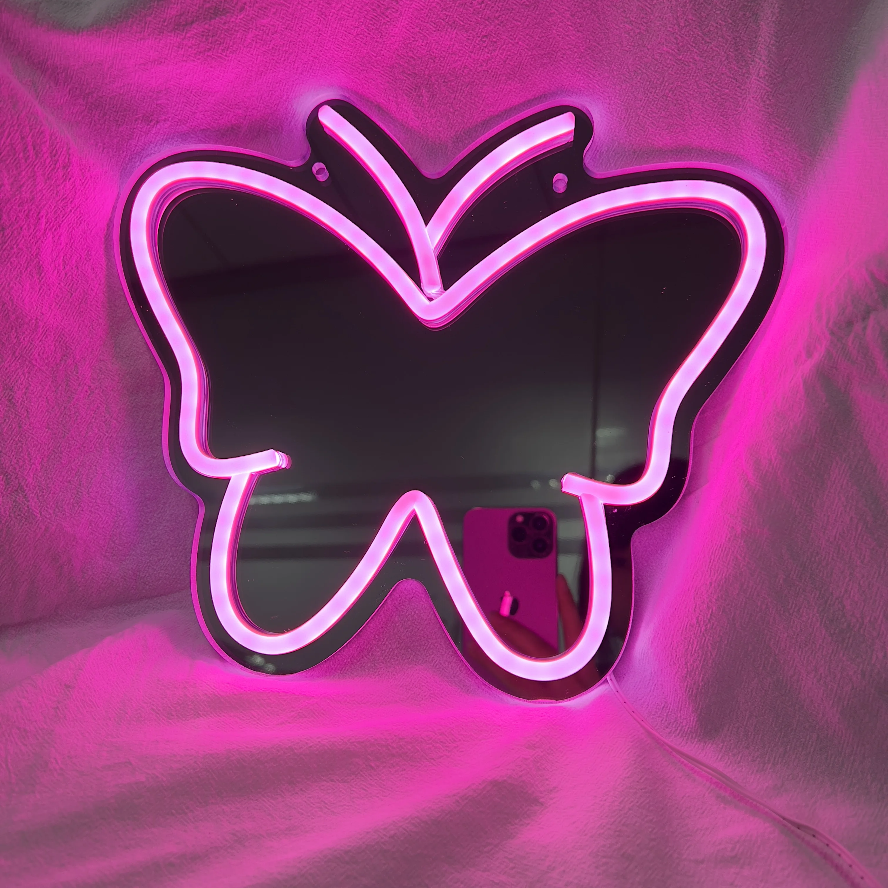 Hello Gorgeous Neon Mirror Sign Custom Acrylic Mirror Lamp Wall-Mounted Led Neon Night Light