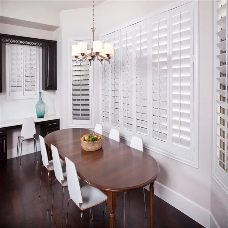 
French Door Wooden Louver White Custom Made Plantation Shutters 
