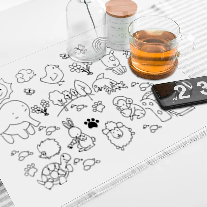 silicone  mat for lunch dinner hot pot cup anti-slip Baby kid place mat cartoon colorful