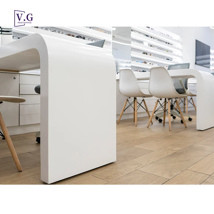 Customized Corian working table for glass shop jewelry work table solid surface work station table