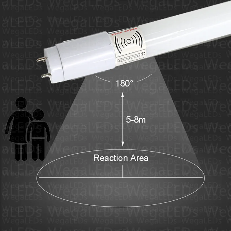 Led Microwave Motion Sensor Ceiling Light t8 Led Tubes 9w 18w G13 110v Ac85-265v Glass tube Lighting Fixtures with 3000K 6000K
