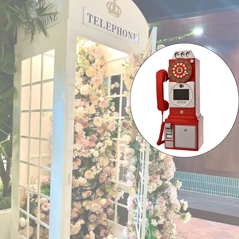 YN Telephone Booth Retro Vintage Audio Guestbook Old Fashioned Audio Guest Book Phone Decoration Audio Guestbook Recorder