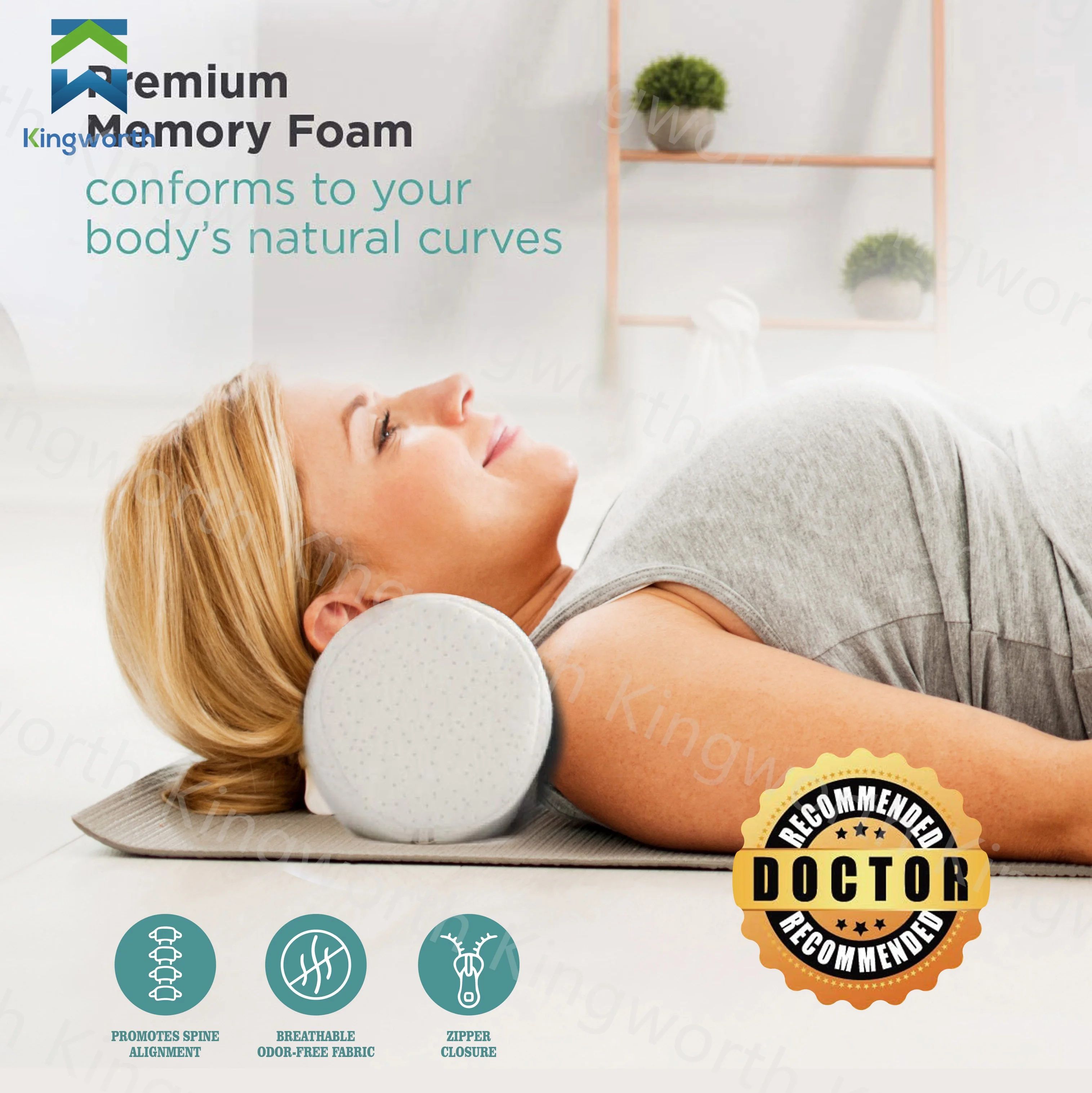 Kingworth U Shape Soft Sleeping Travel Conform Body Support Memory Foam Bamboo Pillow Set
