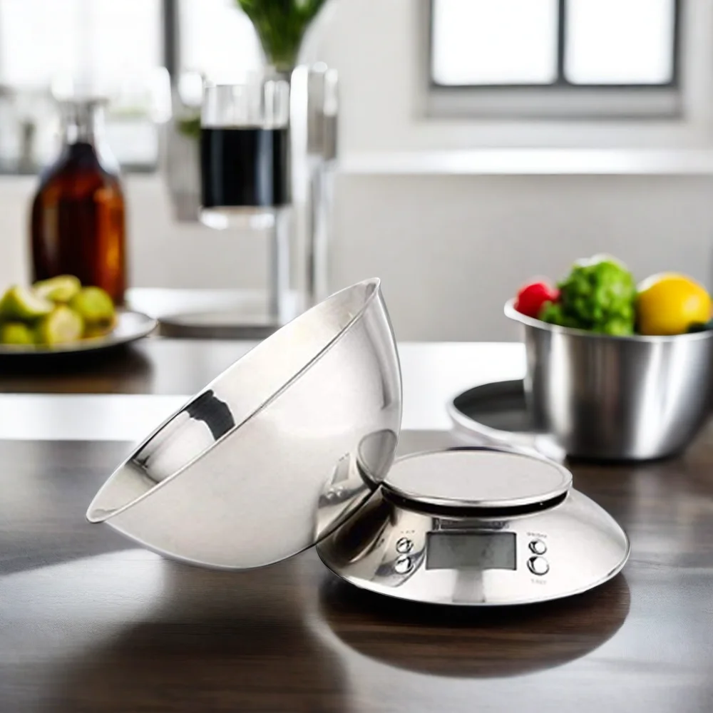Digital Stainless Steel Kitchen Food Scales with Detachable Bowl for Household Cooking and Hotel Weighing Applications